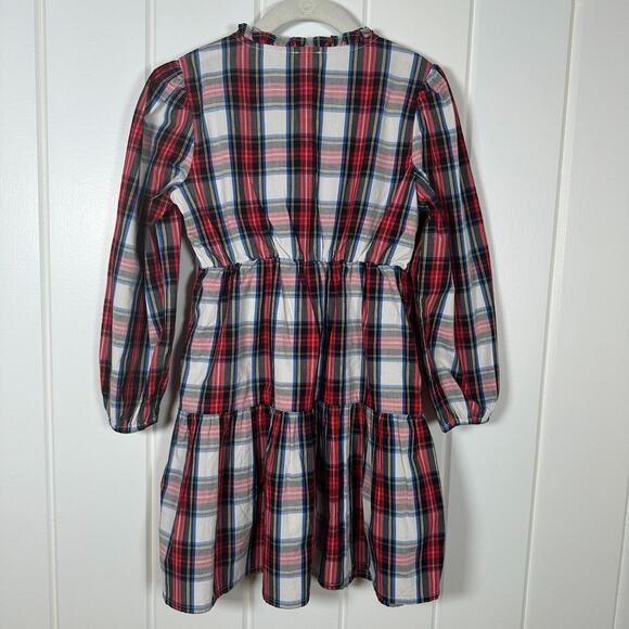 J. Crew Crewcuts Dress Girls Size 7 Jewel Button Tartan Plaid Tiered Dress NWT! - Picture 2 of 6